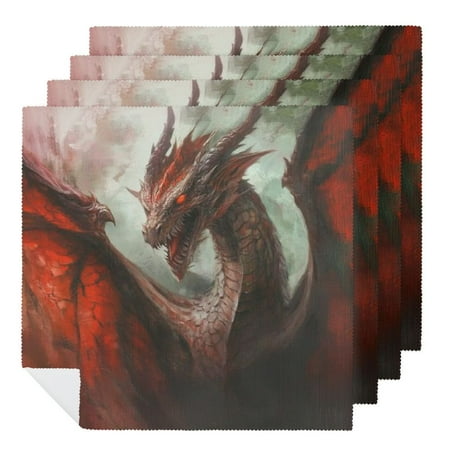 

FUMJ Dragon Cloth Napkins Polyester Home Decor Gift for Kitchen Set of 6 4 PCS