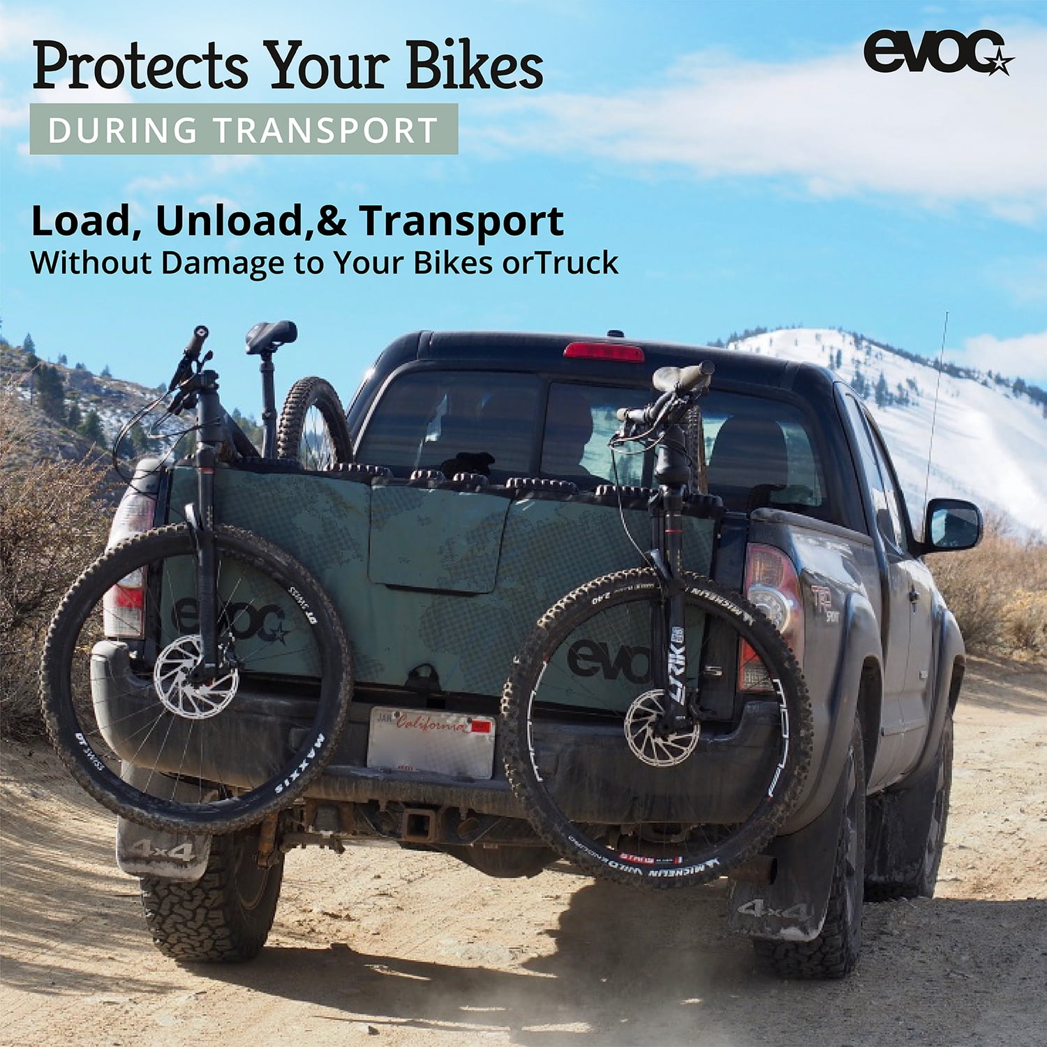 Evoc Pickup Tailgate Medium/Large Mid Sized Trucks Olive with Map Bike Pad 