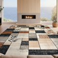 thumbnail image 2 of Design&I 3'x5' Washable Throw Rug Round Southwestern Abstract Geometric Grid Motif Tapete for Entryway, Kitchen, Ultra-Thin & Non-Slip Skid-Resistant Small, 2 of 7