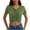 Army Green, variant on Crop Tops for Women Slim Short Sleeve V-Neck Pleated Front Casual Summer Pullover Blouses Shirts XS-XXL