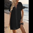 thumbnail image 4 of Camiseta de Baño para Mujer con Cuello en V y Corta para Playa de Verano. Negro L, 4 of 7