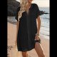 thumbnail image 4 of Camiseta de Baño para Mujer con Cuello en V y Corta para Playa de Verano. Negro XXL, 4 of 7