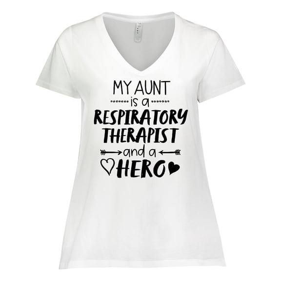 Inktastic My Aunt is a Respiratory Therapist and a Hero Women's Plus Size V-Neck T-Shirt