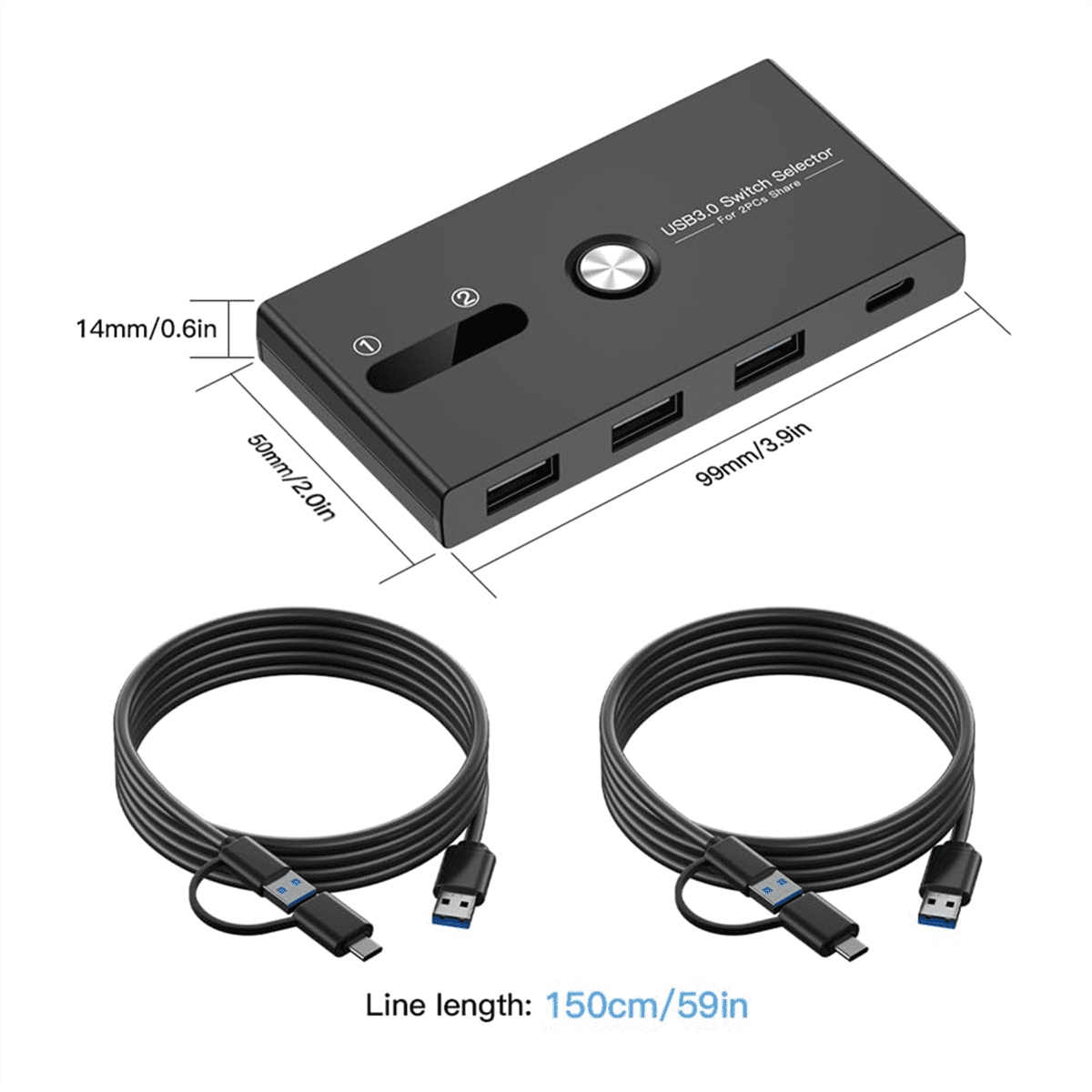 Upgrade TYPE C+USB3.0 Switch 2 in 4 Out Printer Sharer Keyboard and Mouse/Scanner USB C KVM SWITCH New