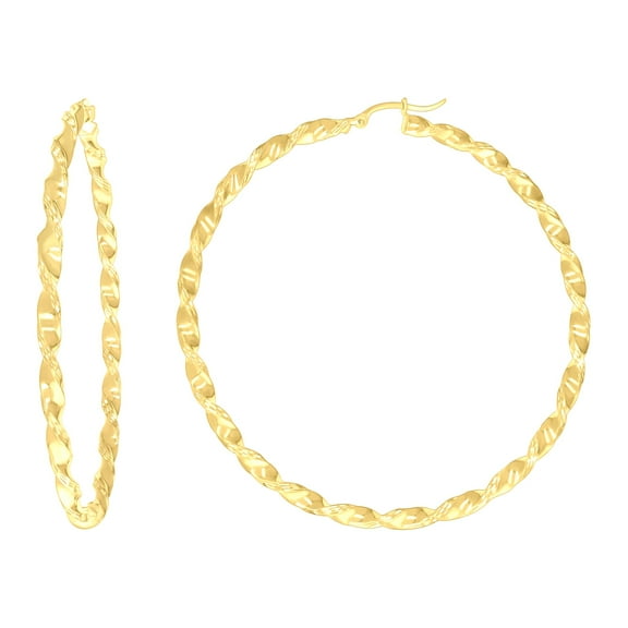 10k Yellow Gold Womens Diamond-cut Twisted Hoop Earrings 3mm-63 Jewelry Gift for Women