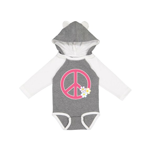 Inktastic Peace Sign Cute Daisy Flowers Girls Long Sleeve Baby Bodysuit