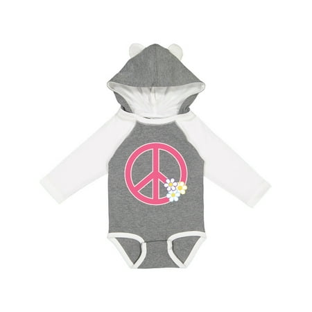 

Inktastic Peace Sign Cute Daisy Flowers Gift Baby Girl Long Sleeve Bodysuit
