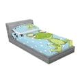 thumbnail image 2 of Ambesonne Cartoon Fitted Sheet & Pillow Sham Set, Frog Prince Polka Dots, Twin, Green Blue, 2 of 2