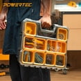 thumbnail image 6 of POWERTEC 2PKSmall Parts Organizer & Tool Box – 20 Compartments, IP65 Water & Dust Protection, Stackable Storage with Interlocking Latch, Removable Bin, Dividers, Clear Lid, Portable Design (72366-P2), 6 of 9