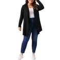 thumbnail image 2 of Agnes Orinda Plus Size Cardigan for Women Long Sleeve Open Front Lightweight High Low Hem Draped Cover Ups 1X Black, 2 of 6