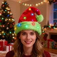 thumbnail image 4 of Kumdkd LED Light-Up Christmas Hat - Red & Green Flock Fabric Santa Hat with String Lights for Parties & Holiday Decor (12.6x17.7"), 4 of 6