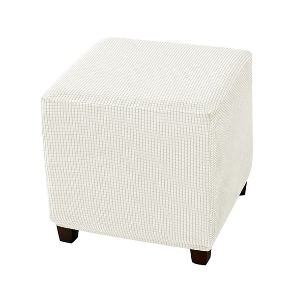 XmhyTop-A Square Footstool Cover - S Size Elastic Stool Cover Square Footstool Slipcover for Protection - 1 Piece,White