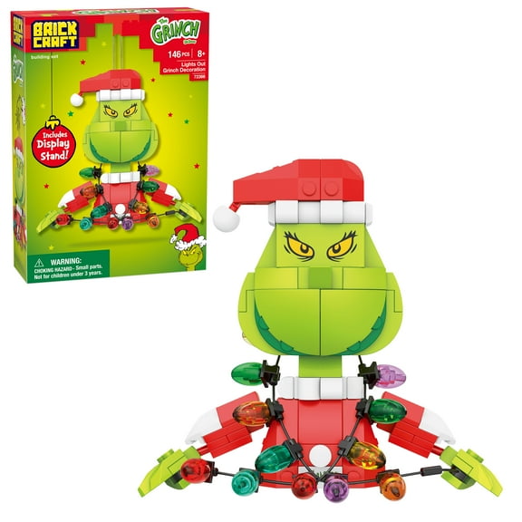 Brickcraft The Grinch Lights Out Grinch Decoration Building Kit (146-Piece Set), Christmas Decoration, Holiday Collectible Brick Toy