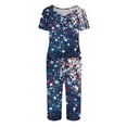 thumbnail image 3 of Women's 4th of July Pajama Sets 2 Pieces Lounge Sleepwears US Patriotic Printed Plus Size Short Sleeve Top and Capri Pants Independence Day Gifts, 3 of 6