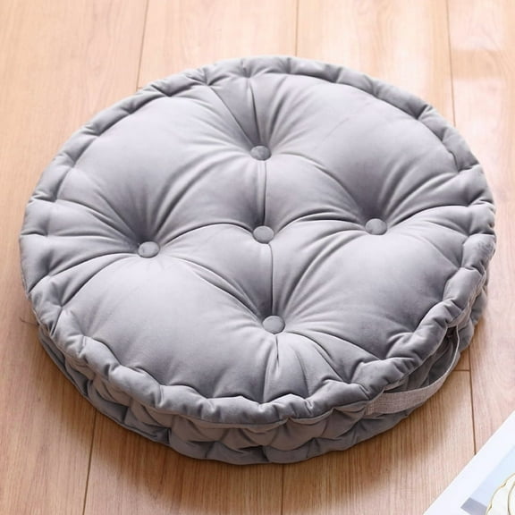 Round Tufted Velvet Floor Cushion, Round Thick Seating Cushion with Carrying Handle, Patio Meditation Pillow Tatami Chair Pads, 22"x22"x4"