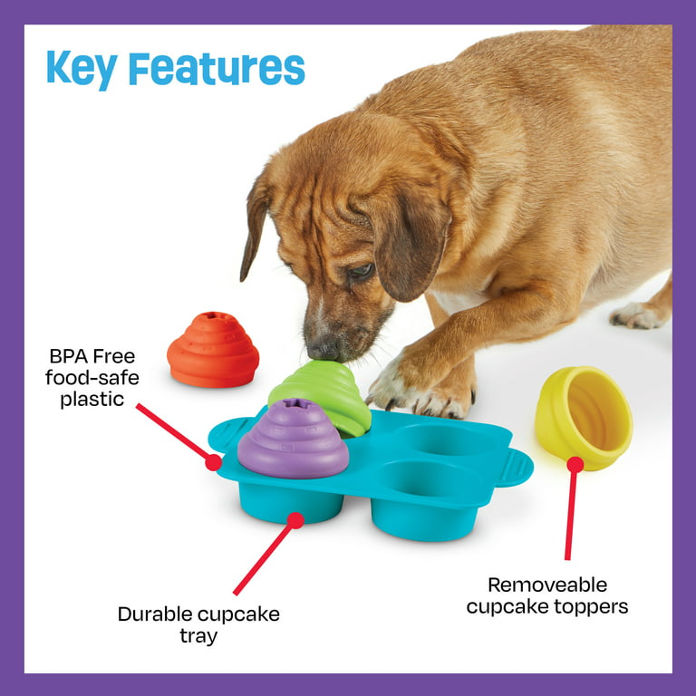 Brightkins Cupcake Party Treat Puzzle -Dog Chew Toys Interactive Treat  Puzzle 