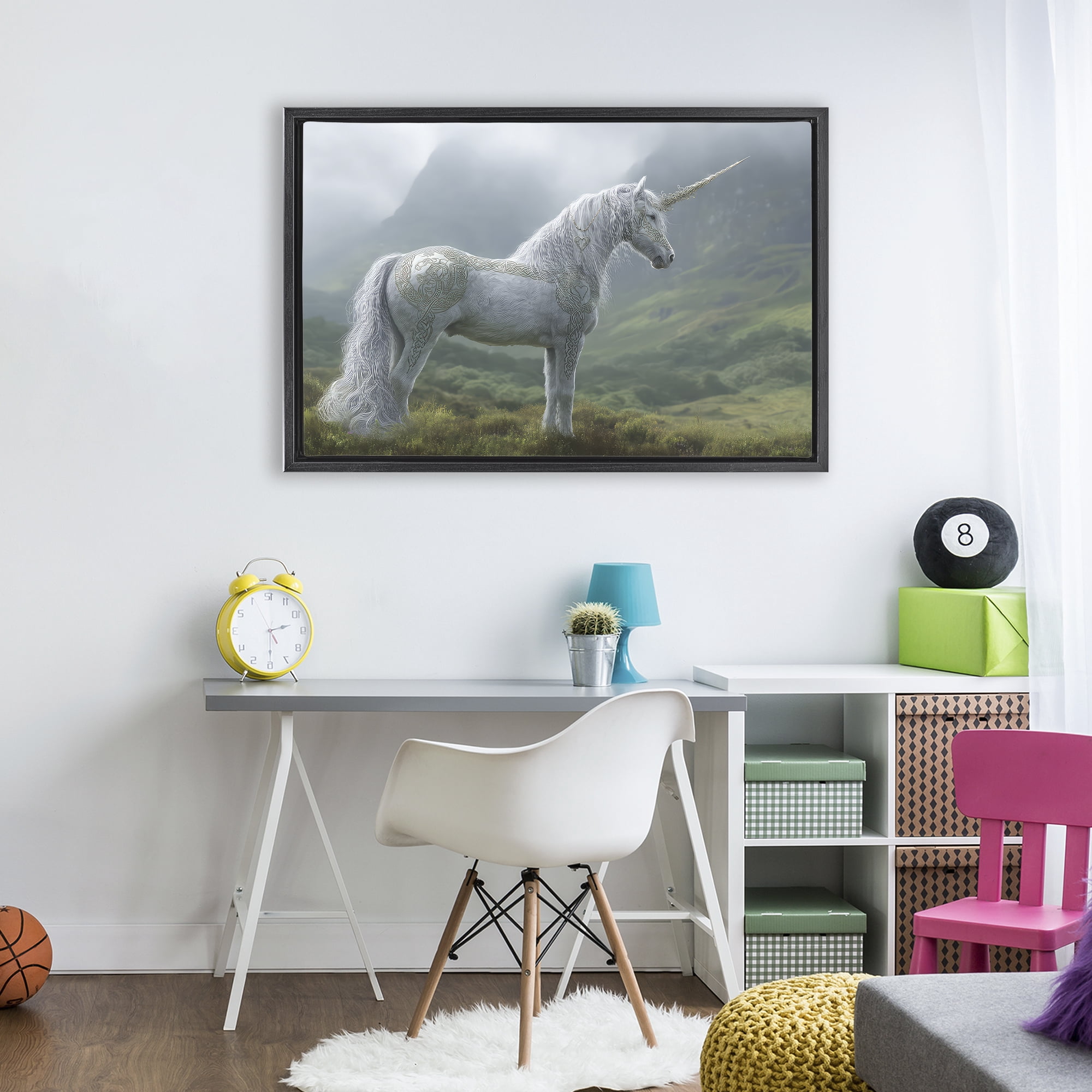 Stupell Industries Elegant Celtic Unicorn Black Framed Floater Canvas Wall Art, design by The Wands Want