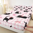 thumbnail image 3 of Castle Fairy Kids Children Teens Cute Black Cats Full Size Sheets 4-Piece,Cartoon Ribbon Bow Knot Breathable Bed Sheets,Kawaii Geometric Plaid Lightweight Sheet Sets,Luxury Bedroom Decor, 3 of 7