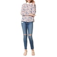 thumbnail image 2 of Unique Bargains Blouse de Travail à Manches Longues à Col Contrasté avec Bouton Imprimé Floral pour Femme, 2 of 6