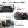 thumbnail image 5 of Gewnee 52.75 Inch 3 in 1 Convertible Sofa Bed,Velvet Pull Out Couch WITH Adjustable Backrest & Storage Pockets for Living Room,Apartment.Black, 5 of 16