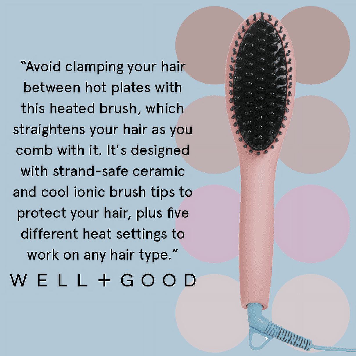 FLOWER Ceramic Hair Straightening Brush, Pink - image 4 of 11