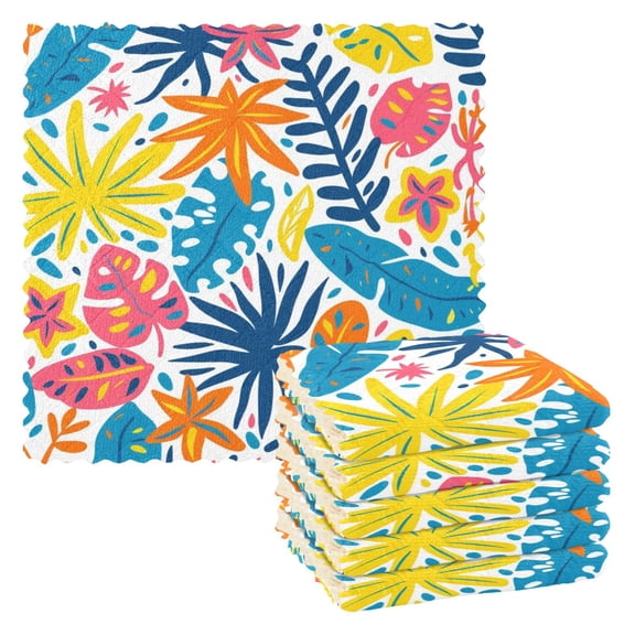 6 Packs Colorful Various Leaf Kitchen Dish Towels Soft Absorbent Dish Cloths 11"x11"