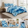 thumbnail image 6 of Quilts Queen Size Bedding Set, Blue Fish Lightweight Quilted Comforter, Summer Ocean Waves Vintage Gradient Coastal Soft Reversible Bedspread Coverlet with Pillow Covers for All Season, 90" x 96", 6 of 9