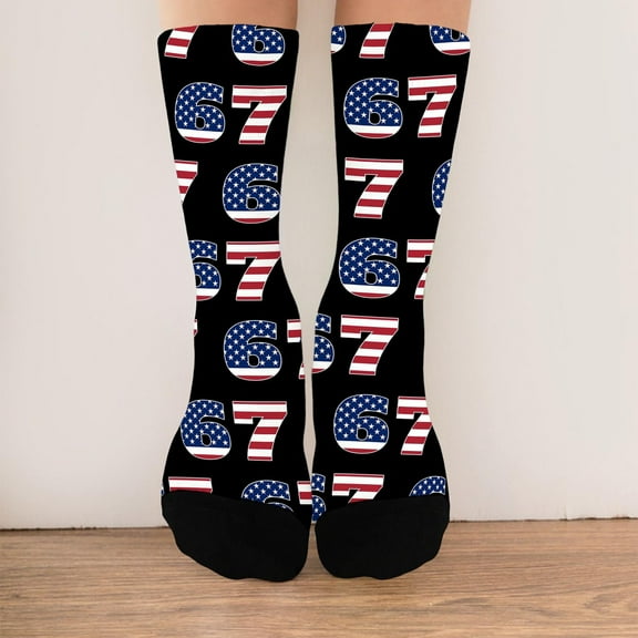 67 Socks for Children – Funny Six Seven Meme Design Kids Socks, Soft Stretchy Crew Socks for Boys & Girls, Cute Everyday Wear & Gift Idea