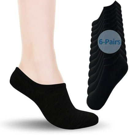 

HERAN No Show Socks for Women Size 5-9 6-Pack Low Cut Socks Women Ankle Athletic Socks Invisible Liner Anti-slip Socks
