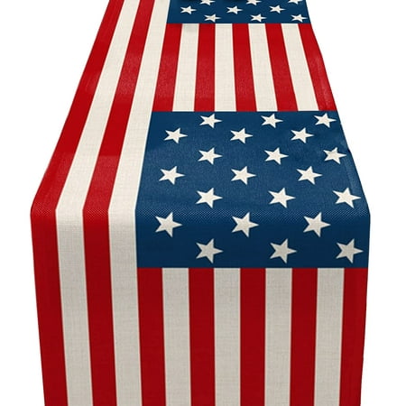 

4th of July Table Runner 72 Inches Patriotic Runner for Tables American Flag Stars Independence Day Memorial Day Decorations Dinner Runner