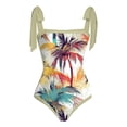 thumbnail image 3 of MKLEKYY Trajes De Baño Mujer 2 Piezas Women 1 Piece Swimwear+1 Piece Cover Up Two Piece Vintage Print Swimsuit Monokini Bikini 2 Piece Swimsuits Two Piece Tankini Set 1577, 3 of 4