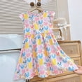 thumbnail image 2 of Girls Dresses Children's Casual Fashion Floral Knee Length Flying Sleeve Dress Casual Dress For Kids,Toddler Baby Size 4-5T,Sky Blue, 2 of 3