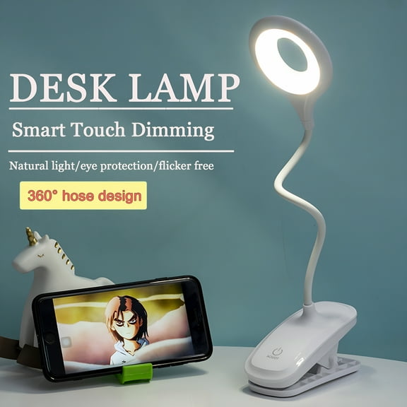 HIBIBUD Rechargeable LED Book Lights Reading Lights Clip-On Desk Lamp Eye Care Warm Night Lamp For Bed Car Travel,Third Gear Touch Dimming-Long-Lasting To 20Hrs