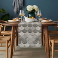 thumbnail image 2 of Grey Fish Scale Table Runner - 70 Inch Long, Kitchen Dining Table Runner Dresser Scarves, Modern Geometric Gold Abstract Moroccan Farmhouse Decor for Coffee Tables Wedding Party Banquet, 2 of 8