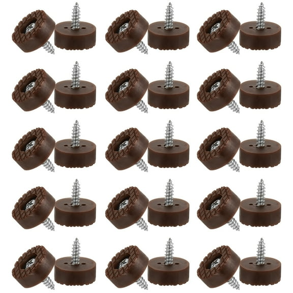 0.7 Inch Screw-On Rubber Feet for Furniture, 60 Pcs Non Slip Pads for Hardwood Floor, Brown