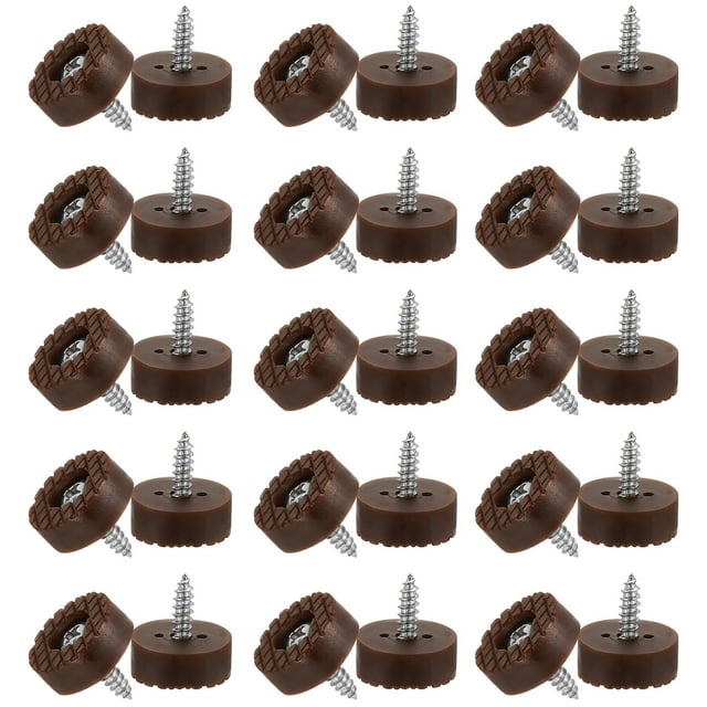 Patas de goma atornillables de 0.7 pulgadas para muebles, 32 piezas de almohadillas antideslizantes para suelos de madera, marrón
