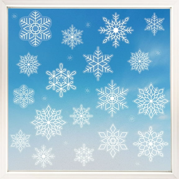 Big Dot of Happiness Snowflakes Window Clings, Reusable Winter Holiday Party Window Sticker Decorations, White Snowflake Decals, Christmas Static Clings