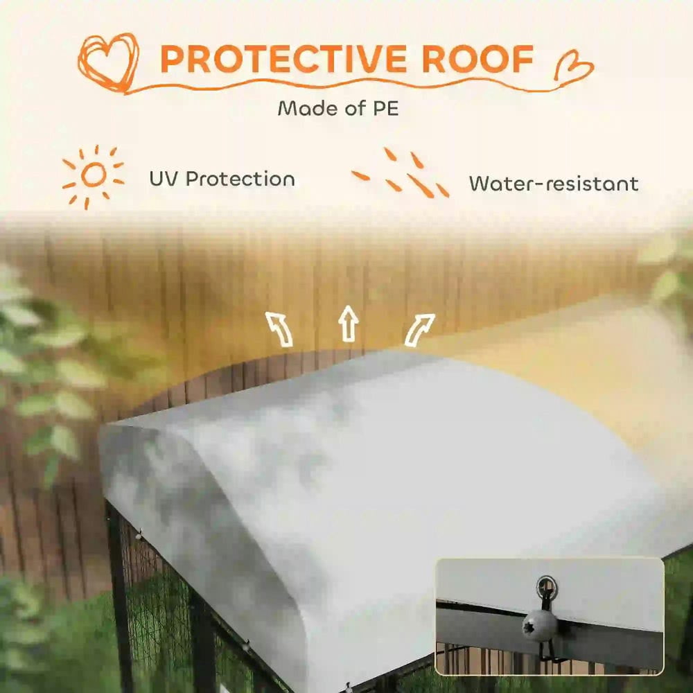 Topcobe Outdoor Dog Kennel with Two-Room Design, Water-Resistant & Sun-Proof Cover, for S, M, L Dogs, 8' x 4' x 6', Outside Pet Shelter, Small Animal Habitat