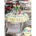 thumbnail image 5 of Outdoor Tablecloth with Umbrella Hole for Patio/Picnic/Party/Camping, Starfish Shell Coastal Waterproof Table Cloth Round Cover Washable, Summer Nautical Yellow Striped Farmhouse (Dia 54"), 5 of 8