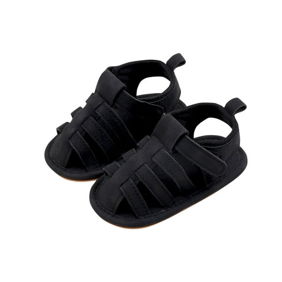 Honeeladyy Summer Sales Baby Girl Boy Sandals Soft Sole Summer Outdoor Infant First Walker Crib Dress Shoes Baby Sandals(Black,6-8 Months)
