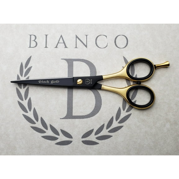 Bianco Instruments Black Gold Professional Hairdressing Shears, Made in USA 6"