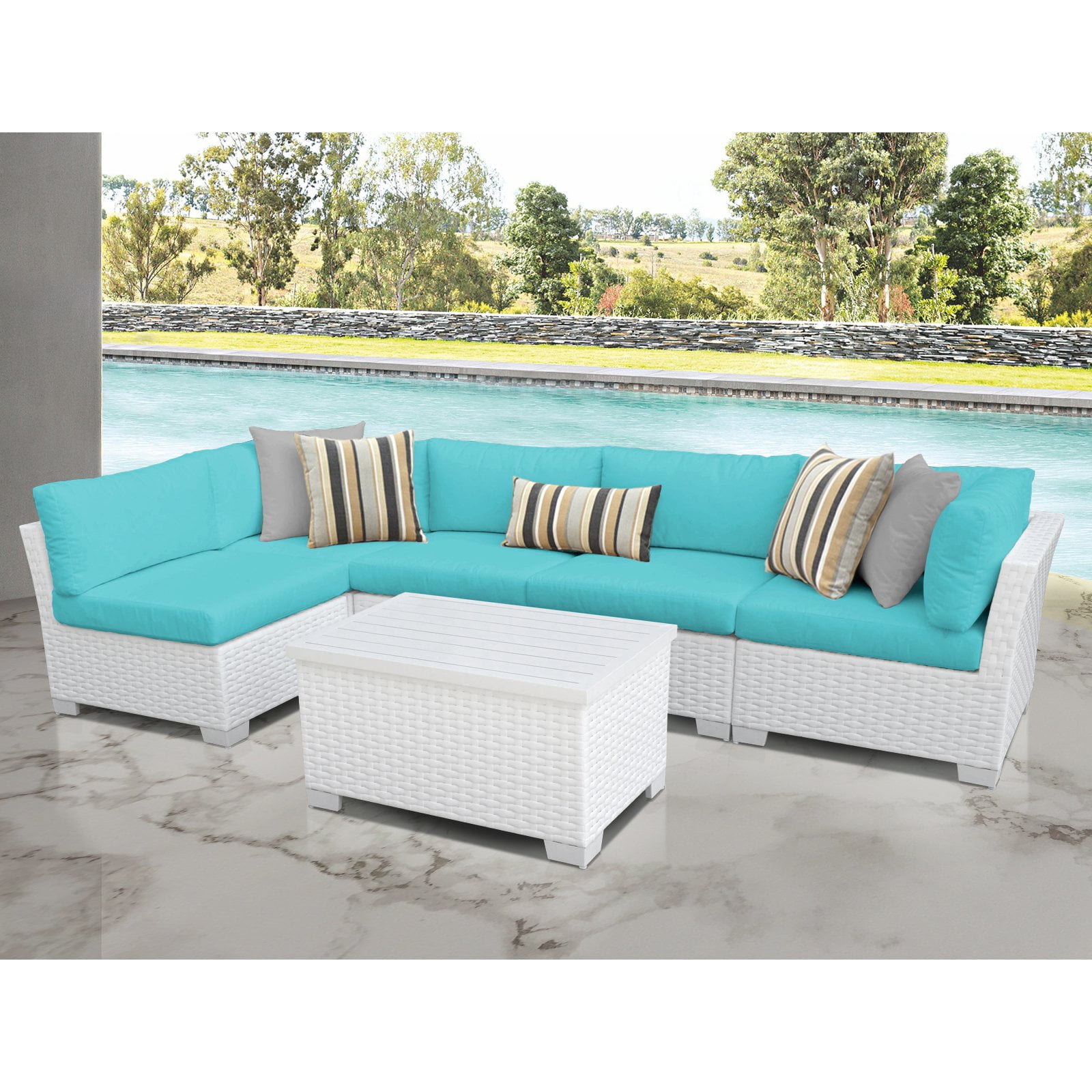 TK Classics Monaco 6-Piece Outdoor Wicker Patio Conversation Set by Delacora