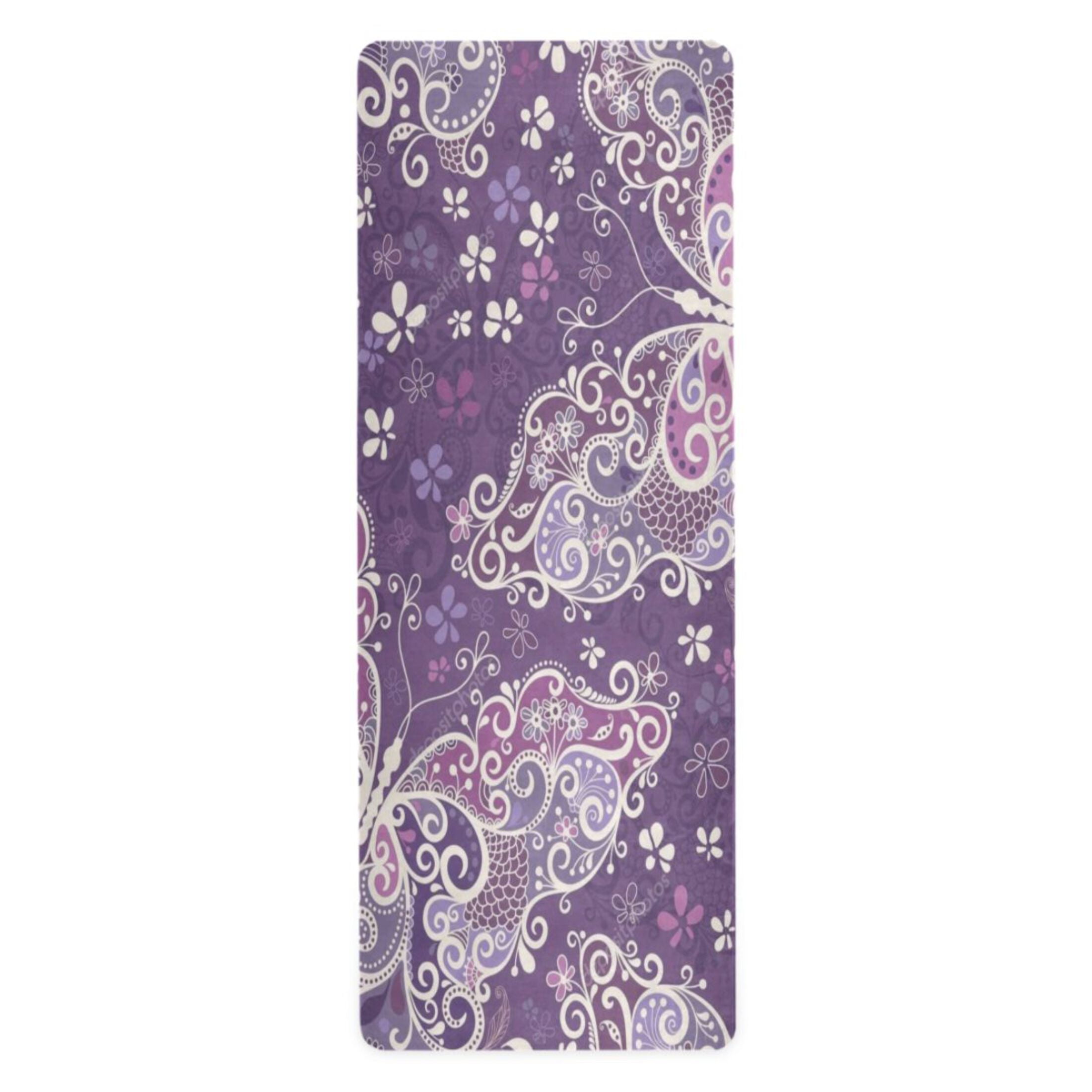 BZSMCE Yoga Mat Women Fitness Mat Purple Paisley Swirl Pattern