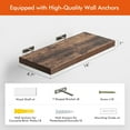 thumbnail image 6 of Floating Shelves for Wall,16’’Rustic Wood Wall Shelf for Room Decor/Storage/Display,Book Shelf,Wall Mounted Hanging Shelves for Bedroom, Bathroom, Living Room, Kitchen(Rustic Brown,Set of 4), 6 of 14