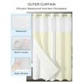 thumbnail image 2 of No Hook Cloth Fabric Shower Curtain with Snap in Liner, Cream White Stripe Waterproof Shower Curtains Set with See Through Top Window, Modern Rustic Vertical Striped Bath Curtains Shower 60"x72", 2 of 6