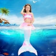 thumbnail image 2 of RUTAYY Summer Child Girls Gradient Fishtail Printed 3PCS Swimwear Toddler Kids Swimsuit Bikini Beach Vacation Resort Beachwear, 5-6 Years, 2 of 4