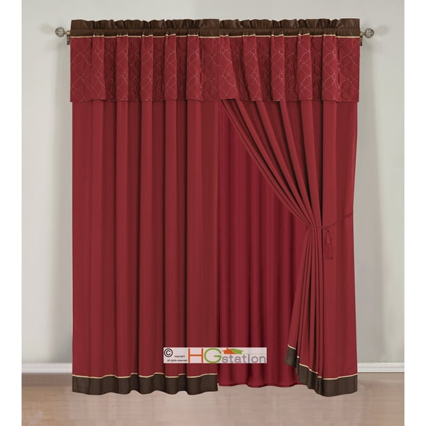 Brown Valance D Sheer Liner, Tan Brown And Red Curtains