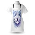 thumbnail image 3 of Animal Apron Big Wild Cats Themed Print Watercolor Style Leopard Illustration Jungle Wildlife, Unisex Kitchen Bib Apron with Adjustable Neck for Cooking Baking Gardening, Violet White, by Ambesonne, 3 of 3