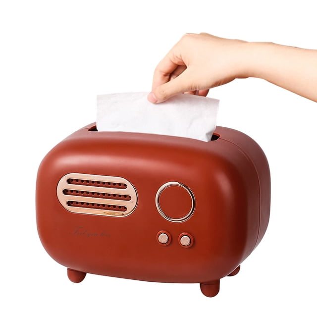 Caja de pañuelos modelo de Radio Retro, caja de pañuelos multifuncional en el hogar, sala de estar, soporte para caja de pañuelos de estilo lindo para baño y oficina