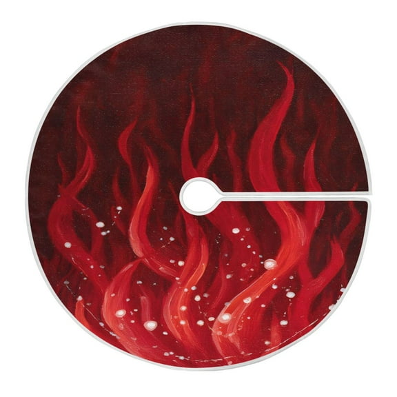 Ryvnso Christmas Tree Skirt Red Flames Xmas Tree Skirts Ornament Home Decorations 35.4"